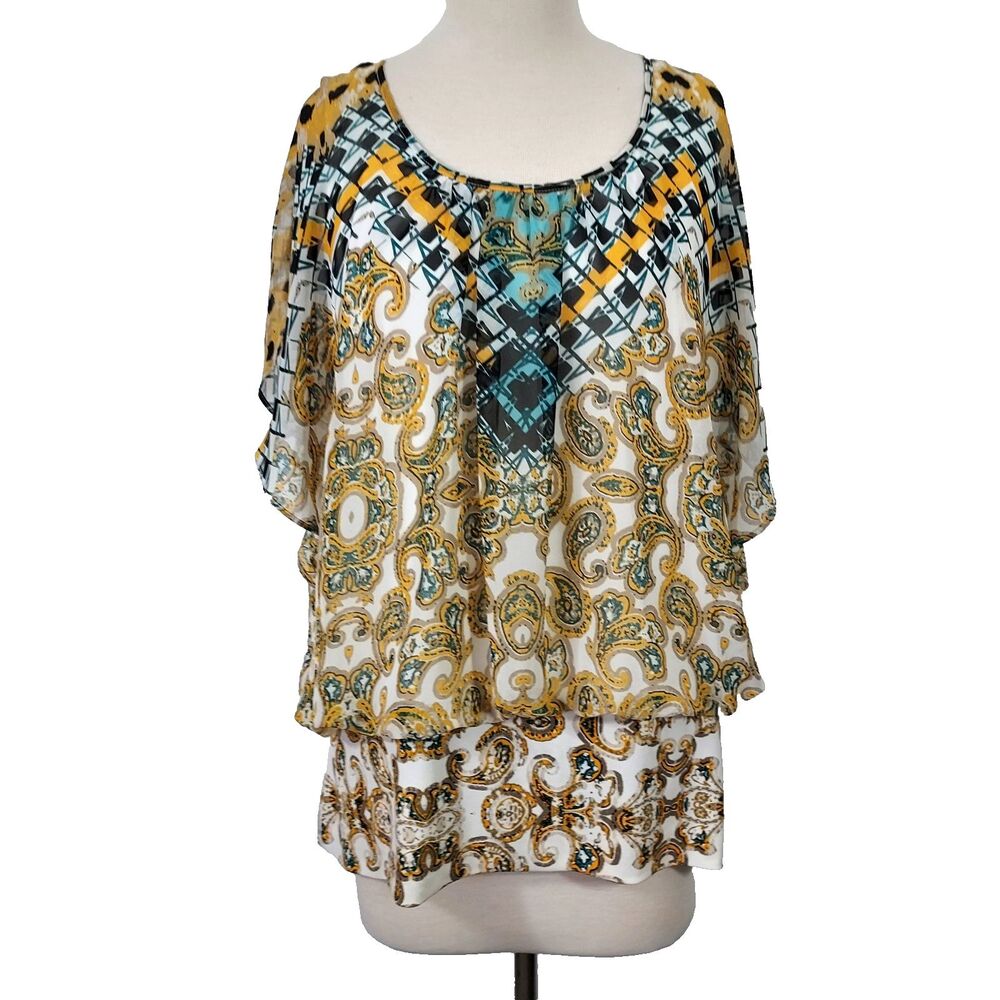 Style & Co Shirt Top Womens Plus Size 3X Lined Blouson Hem Kimono Sleeve Blouse